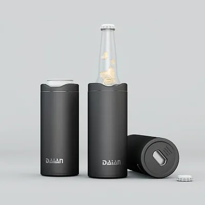 Wholesale Custom Logo Eco-friendly 16oz Double Wall Vacuum Stainless Steel Slim Beer Can Cooler with Beer Opener