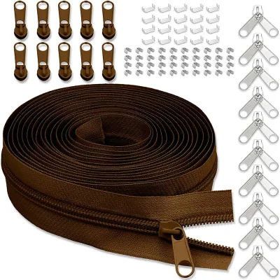 Custom Continuous Long Chain #3 Nylon Zipper Silver Teeth Black Tape Nickel-Free High Quality Sustainable Clothing Handbag Bag