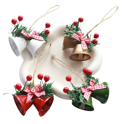 Spot Product Christmas Tree Pendant Handmade Diy Metal Bell Pendant Double Trumpet Bell Christmas Bell