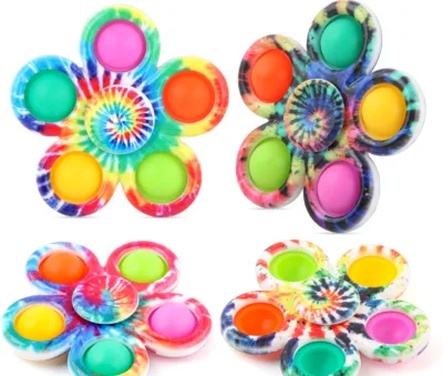 Plastic Fidget Sensory Toy Push Pop Bubble Finger Spinner With Rubber Bubble for Pressure Relief