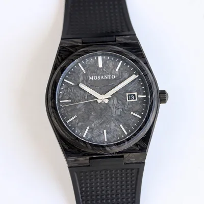 Men Automatic Mechanical Stainless Steel Watch Sapphire Anti-reflective Glass 100M Waterproof Date Sport Rubber Pointer Watch