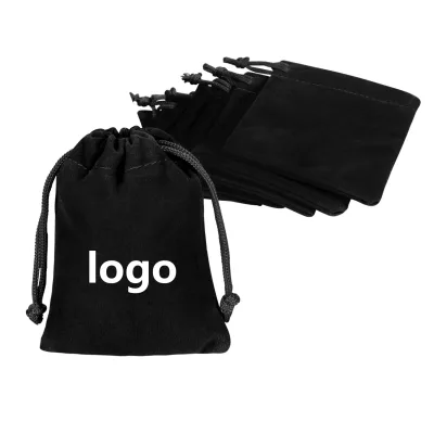 Hot Pendant Bracelet Souvenir Wedding Gift Jewelry Storage Packaging Reusable Black Velvet Drawstring Bag