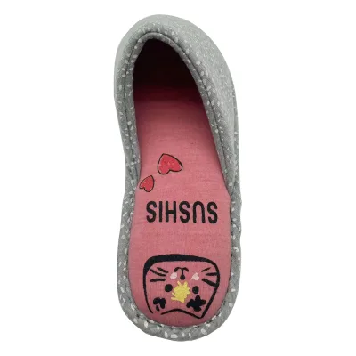 House Slippers for Women With White Spots and Pink Cat Midsole Anti-Skid Sole Indoor Slippers