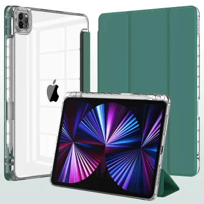 360 Rotating Smart Case for iPad 9.7 2017 2018 Air 1 Air 2 Folio Stand Cover With Clear PC Back Shockproof Shell