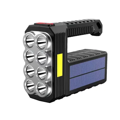 Rechargeable Searchlight Solar Powered LED Spotlight Super Bright Waterproof Flashlight for Camping Hunting Fishing