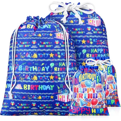 Birthday Drawstring Bag Perfect for Big Presents & Party Favors Reusable Fabric Drawstring Bag Reusable Fabric Drawstring Sack