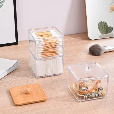 Elegant Desktop Makeup Organizer Plastic Bamboo Lid Hot Product Stackable Cosmetic Case for Eyebrow Pencil Makeup Holder