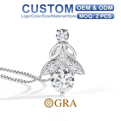 Factory Direct 925 Silver Necklace Wholesale 2ct Moissanite Pendant for Her