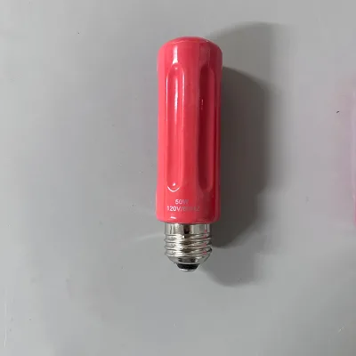 Red Ceramic Infrared Heat Lamp 120V 50W for Reptile Pet Poultry Chicken Coop Heating - Durable Porcelain Heating Bulb
