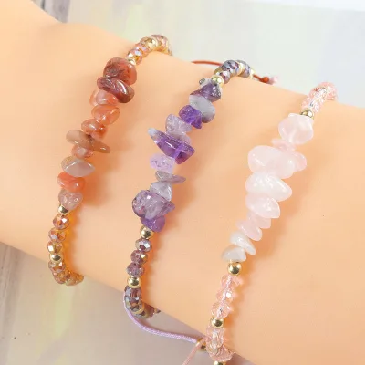 Natural Colored Crystal Stone Bracelet Bracelet Simple All-match Ladies Chain Irregular Stone Adjustable Bracelet