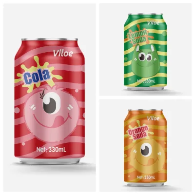 Viloe 330ml Carbonated Soft Drink 24 Cans/Carton Flavored with Cola Lemon Orange Other Beverages