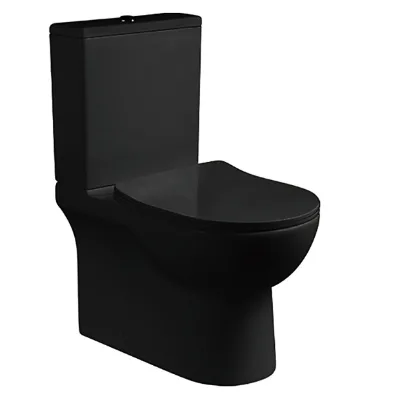 Matt Black P Trap S Trap Two Piece Toilet Ceramic Rimless Toilet Bowl Sanitary Ware Black Ceramic Toilet