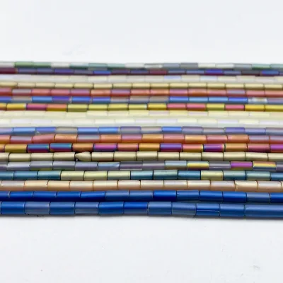 Bestone Glass Spacers Seed Beads 2x4mm Glass Tube Beads for Jewelry Making