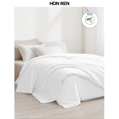 Organic Collection - Ultra Soft Silk Comforter with Cotton Shell Light-weight Silk Duvet Top Grade Mulberry Silk Quilt for Home