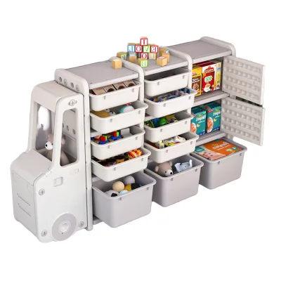 Large-Capacity Car Shape Toy Shelf Teen Rangement Jouet Organizer Kids' Book Shelf Plastic Children Toy Storage Cabinets