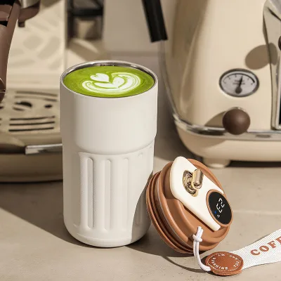 Smart LED Temperature Display Dual Chamber Heating Cup Separate Coffee Tea Control LCD Screen Commuter Gift