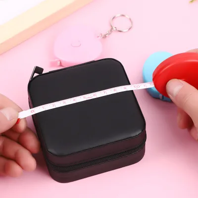 Portable Candy Colored Plastic Press Button Auto Retract Heart Design Soft Ruler Key Ring Pendant for Figure Weight Tracking