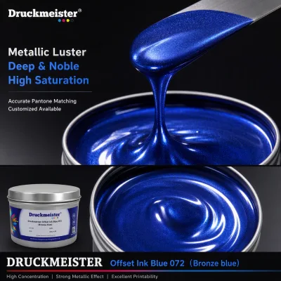 DRUCKMEISTER Offset Ink Blue 072 Bronze Blue Metallic Luster High Saturation
