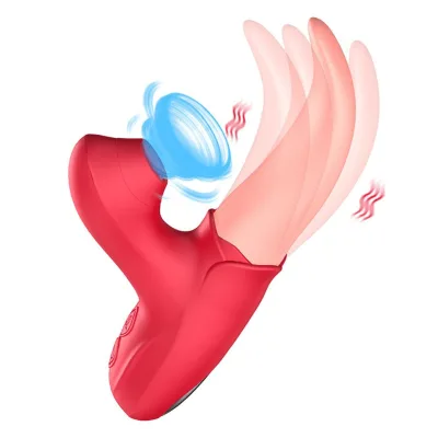Hot Selling Rose Flapping Tongue Licking Sucking Vibrator G Spot Clitoris Stimulator 10-Speed Waterproof USB Rechargeable