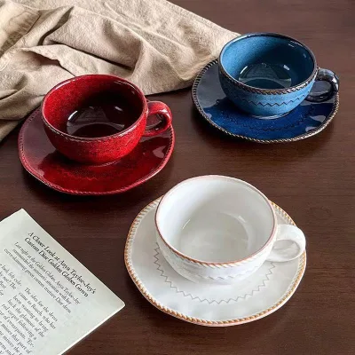 Vintage Ceramic Kiln-Baked Red Coffee Mug 2026 New Model Dishwasher & Microwave Safe Exquisite Design for Home Use & Latte Art