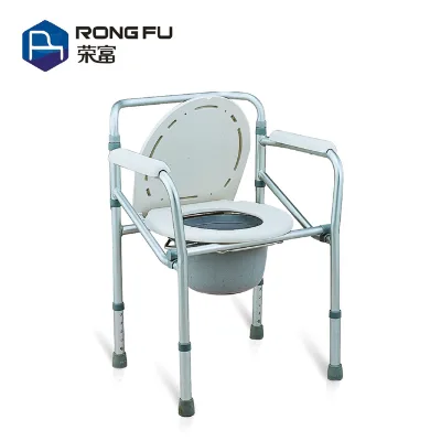 Portable Folding Commode Chair with Toilet Seat Commode Chair Polyethylene Handrail Bucket Toilet