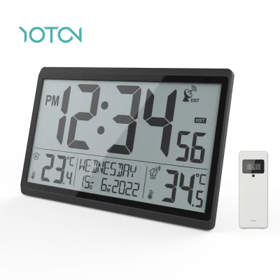 Markdown Sale Morden Style Digital RC Wall Clock with In/Out Temperature Hygrometer
