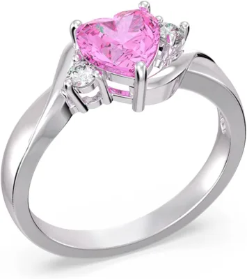 Heart Crystal Ring 925 Sterling Silver Minimalist Solitaire Birthstone Ring Personalized Ring for Women Girls
