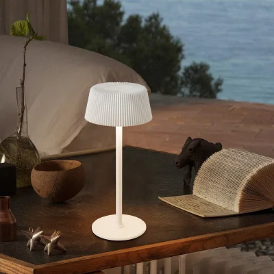 Modern Style Rechargeable E26 Touch Control Eye Caring LED Small Table Lamp with High-Stem Design for Cafe Atmosphere