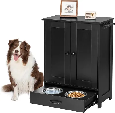 Stainless Steel Dog Bowl with Food Storage Bin - All-in-One Pet Feeding Solution | Heavy Duty | Daily Use Convenience