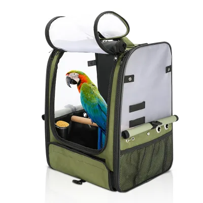 BSCi Custom Small Transparent Breathable Bird Parrot Carrier Travel Cage Bag Birds Travel Backpack Carrier