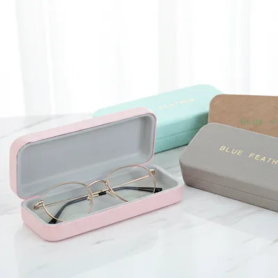 Wholesale Rectangle Portable Steel Leather Glasses Case Waterproof Hard Eyeglasses Case Reading Glasses Box Spectacle Cases