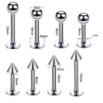 AMELIA Silver Piercing Basic Lip Nail Lip Ring Tongue Nail Fine Jewelry Kit Piercing Jewelry Wholesale