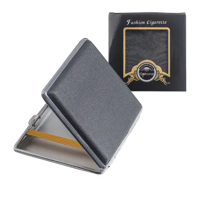 Factory Direct Sales Metal Cigarettes Cases Creative 20 Packs Band Gift Box Moisture-Proof Anti-Pressure Leather Cigarette Case