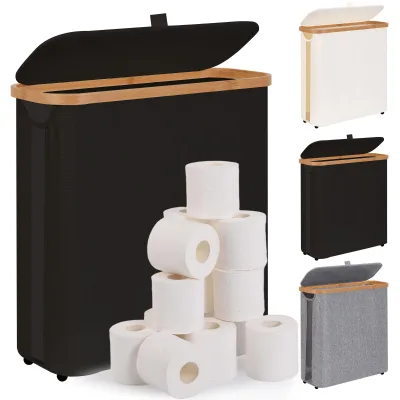 AI Analysis Large-capacity Foldable Rectangular American-style Fabric Bathroom Toilet Paper Storage Basket for Household Use