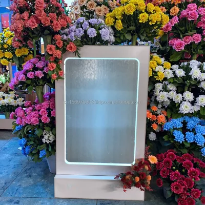 Modern Elegant Stainless Steel and Glass Waterfall Fountain Indoor Wedding Garden Background Interior Wall Decoration