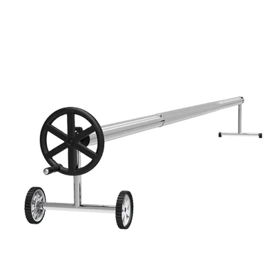 Pool Cover Reel Set Pool Solar Cover Reel for Outdoor Pool, Aluminum Solar Swimming Inground Cover Blanket Reel