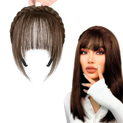 Wig With Bangs and Sideburns Trendy Braided Headband Hair Accessories Braid Headband Bangs Girls Braided Wigs
