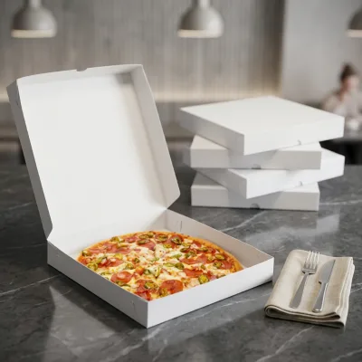 InStock Pizza Box 12-inch Pizza Take-out Box Disposable White Cardboard Take-away Box Bakery Packaging Box Wholesale