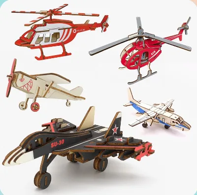 Cheap Educational DIY Toy Unique Shaped Eco-friendly 3D Wooden Puzzle Model Kit for Kids