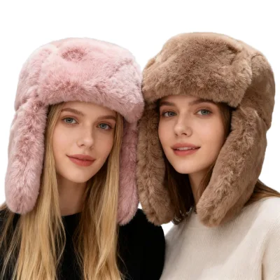 Lei Feng Winter Riding Ear Protection Soft Fur Hat Thickened Unisex Aviator Hat