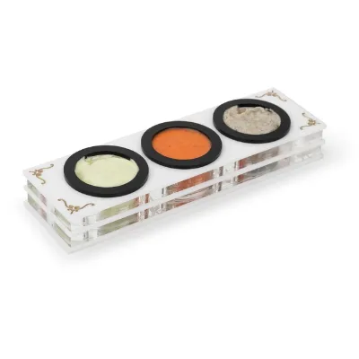 Acrylic Dip Bowl Set Lucite Condiment Serving Tray Judaica Dip Holder for Shabbat Holiday Table Decor-Dipping Sauce Bowl-Gift