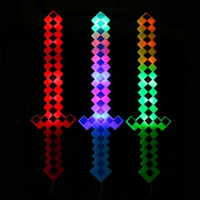 Wholesale 2024 Led Light up Diamond Pixel Sword Light Flashing Lightsaber Toy Light up & Sounds Multi Flashing Wand