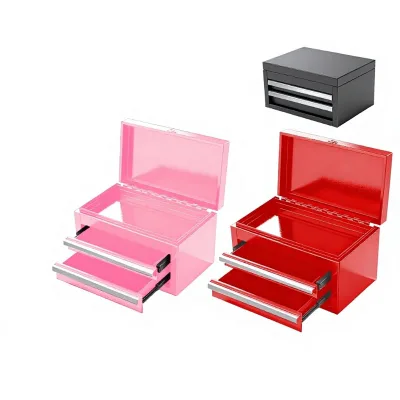 Office Desk Mini Iron Storage Box Makeup & Hardware 3-Tier Flip-style Closure Cross-Border Best-Seller