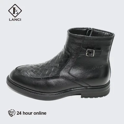 LANCI OEM Factory Shoes Manufacturing Men Winter Anti slip Outdoor Shoes Leather Boot for Man