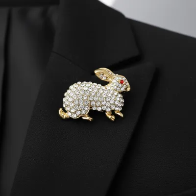 Wholesale Safety Pin Brooches With Crystal Rhinestone Rabbit Brooch Pin for Wedding Party Engagement Decor Jewelry Gift Ideas