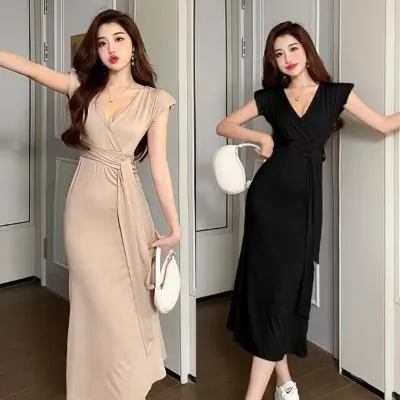 V-neck Fishtail Skirt Best-selling Empire Waist Dress Classic Package Hip Skirt