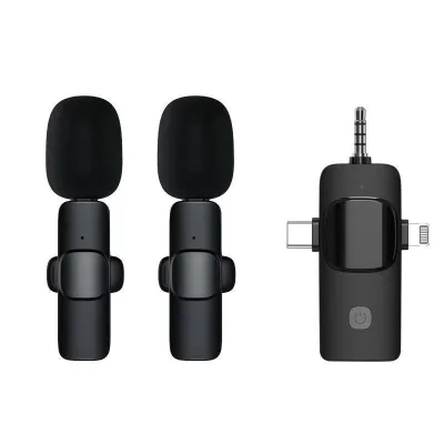 K13 One-for-Two Wireless Collar Microphone Three-in-One Mobile Phone Live Recording Video Universal 48V 1-Year Warranty