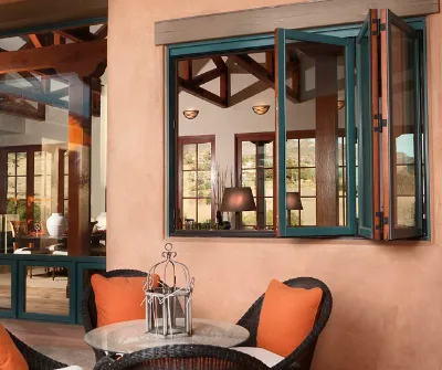 Classic Horizontal Top Folding Aluminium Wood Sliding Window for Living Bedroom Staircase