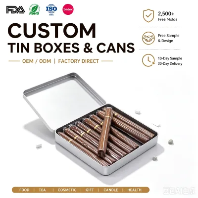 Small Collectable Square Metal Can Tin Box Mini Cigar Cigarillo Tobacco Cigarette Bracket Tin Box