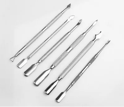 7 Styles Stainless Steel Nail Polish Remover Double Head Planing Fork Personal Care Nail Steel Push at Nail Salon Home